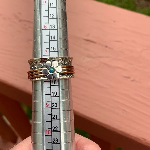 BOUTIQUE 2-TONE MEDITATION FIRE OPAL 925 RING, 8 - Picture 9 of 11